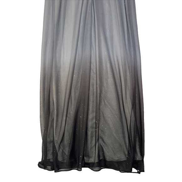 Onyx Nite Chiffon Sparkle Gown 4 Purple Gray Ombre Formal Dress Ruched Elegant - Picture 6 of 16